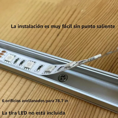Vista 4 de THMOOTHER Difusor de canal LED en forma de U de 6.56 pies preperforado, paquete de 8 perfiles de aluminio con cubierta lechosa, montaje