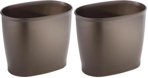 Vista 9 de iDesign - Cubo de basura delgado de plástico para baño, pequeño para dormitorio, oficina, escritorio, dormitorio, bronce Cubo de basura pequeño