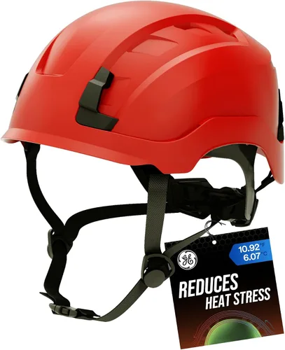 Vista 17 de GE Safety Helmet, Impact Absorbing Tech, Adjustable Ratchet, ANSI Type 1, Memory Foam Padding, Hard Hats Protection, Chin Strap, Class C (Vented) &