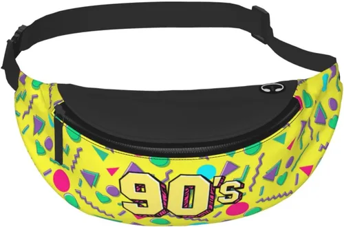 Vista 7 de Riñonera con patrón sin costuras de los años 80 y 90 estilo Memphis para hombres y mujeres, cintura informal ajustable para viajes, fiestas