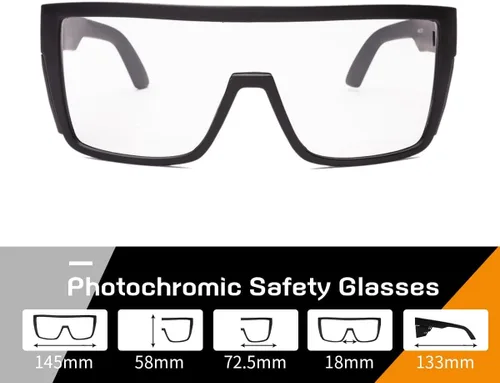 Vista 6 de Gafas de seguridad fotocrómicas de transición para hombres y mujeres, gafas de seguridad envolventes con protección UV anti luz azul