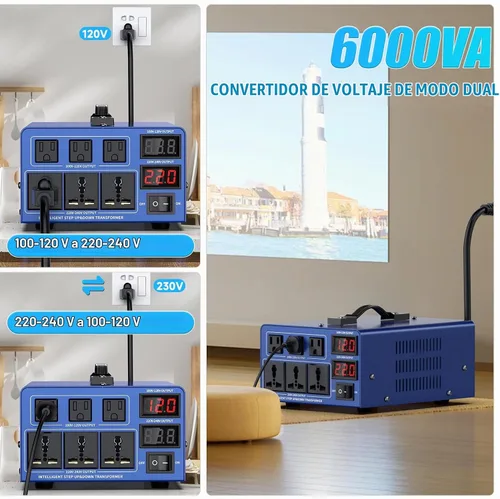 Vista 2 de 6000 W Transformador de conversión de voltaje de alta resistencia Paso arriba/Paso abajo AC 110V/120V/220V/240V conversión de potencia