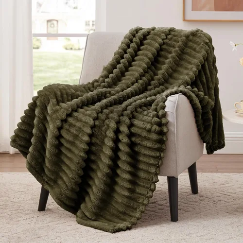 Vista 13 de EXQ Home Manta suave y suave de forro polar, acogedora y ligera para sofá o cama, manta de franela cálida y mullida para todas las estaciones