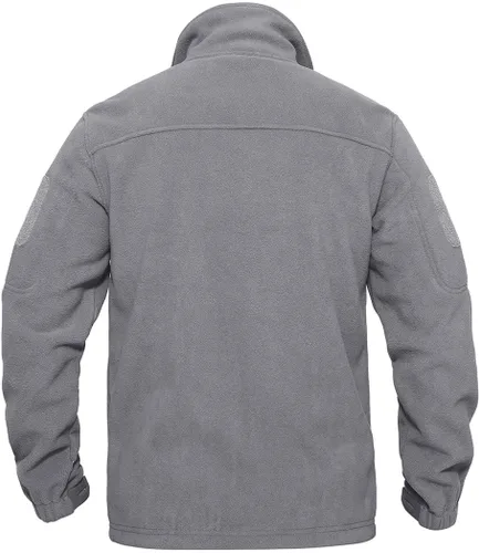 Vista 2 de KEFITEVD Chamarras tácticas de forro polar para hombre, con cremallera completa, casual, para invierno, abrigada, con múltiples bolsillos