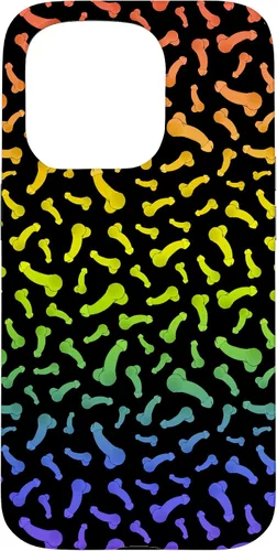 Vista 14 de Funda negra con diseño de pene o polla arcoíris para iPhone 17