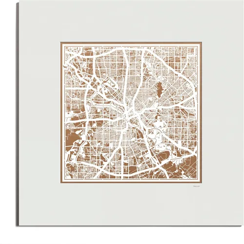 Vista 28 de O3 Design Studio San Diego, CA Paper Cut Map Matted Grey 20x20 in Paper Art