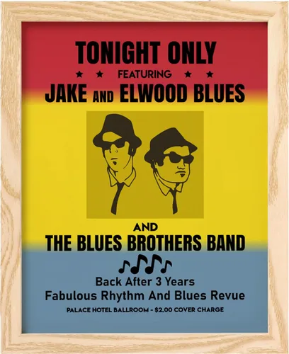 Vista 10 de Tonight Only-Jake & Elwood Blues-The Blues Brothers Band Arte de Pared Vintage, Arte de Pared Retro de TV con Impresión de Silueta de John