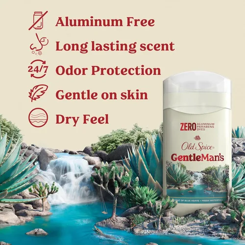 Vista 2 de Old Spice GentleMan's - Desodorante de tacto seco sin aluminio para hombres, frescura duradera 24/7, suave con la piel con acondicionadores