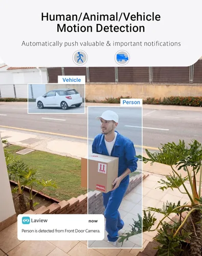Vista 6 de LaView - Cámaras de seguridad para exteriores 3K 5MP HD, cámaras para seguridad del hogar con detección humana por IA, resistentes al agua IP65