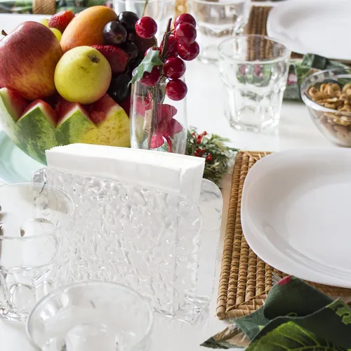 Vista 7 de LELE LIFE Servilletero acrílico para mesa, servilleta de cóctel transparente para cocina, cena, Navidad, dispensador de servilletas