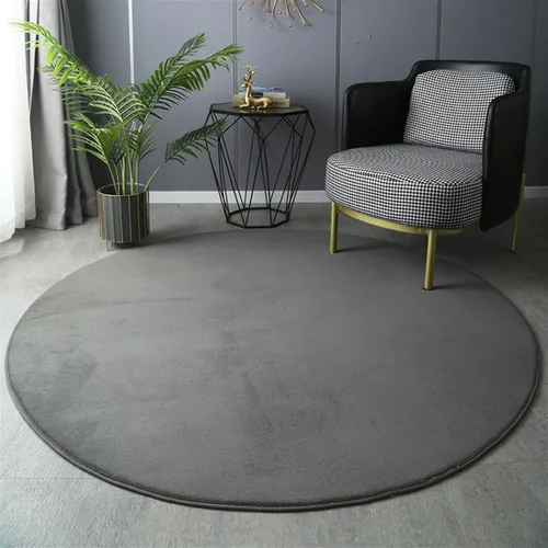 Vista 14 de Alfombra redonda sólida gruesa antideslizante, alfombra de felpa suave y esponjosa para sala de estar, dormitorio, habitación de los niños, Beige