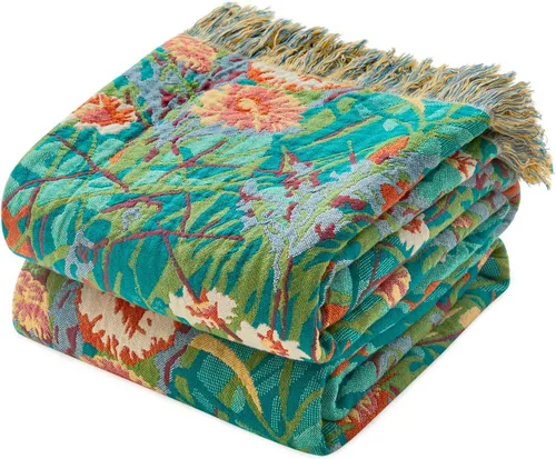Vista 44 de LUTBM Manta bohemia para sofá de 50 x 60 pulgadas, 100% algodón, suave Animal-pájaro-a