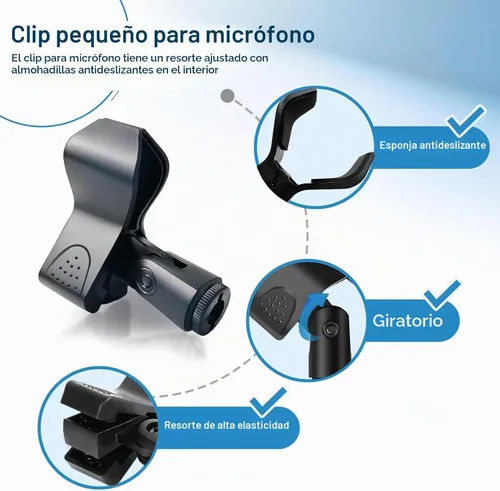 Vista 3 de Paquete de 2 clips de micrófono, clip de micrófono duradero y ajustable para soporte, compatible con micrófonos de gran diámetro para escenario