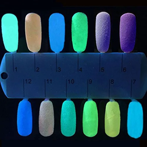 Vista 8 de Polvo que brilla en la oscuridad, 24 frascos de pigmento luminoso en polvo de fluorescencia nocturna, 12 colores, resina epoxi luminosa, polvo de 24