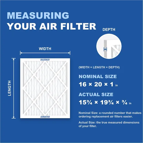 Vista 2 de Aerostar Multi - Filtro de aire de 1 pulgada para aire acondicionado y horno, Blanco HVAC, Actual Size (15 3/4 x 19 3/4 x 3/4), MPR 600/FPR 5, For