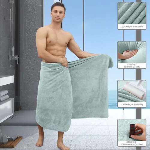 Vista 3 de Toalla de baño extra grande de 4 piezas (35 x 70 pulgadas), toalla de baño ultra suave de gran tamaño, juego de toallas de baño para baño, hotel