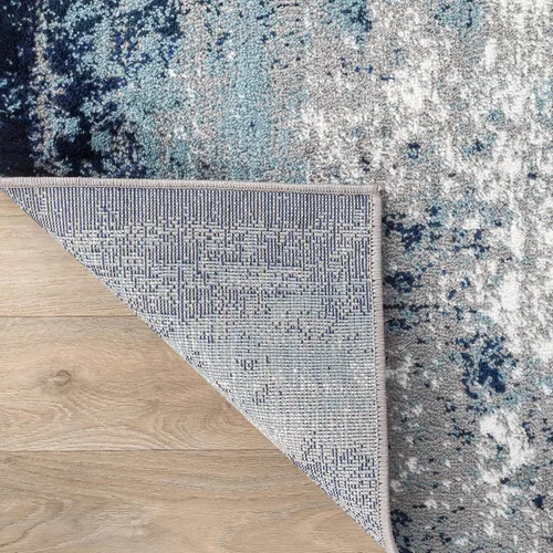 Vista 4 de Rugshop Alfombra abstracta azul envejecida moderna inspirada en acuarela bohemia para entrada, cocina y baño, 2 x 3 pies