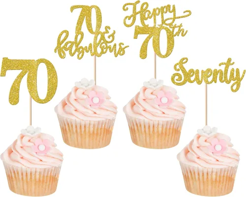 Vista 19 de Rsstarxi Paquete de 24 adornos con purpurina para cupcakes de 30 cumpleaños, treinta y 30 fabulosas selecciones de cupcakes, decoraciones para feliz