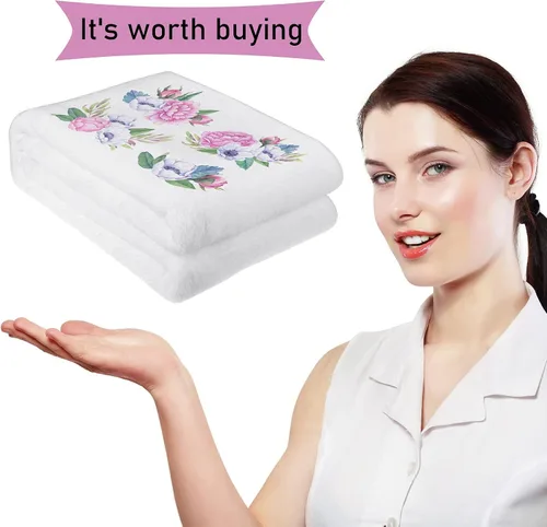 Vista 3 de Nuanchu 1 manta de sublimación para bebé de 31 x 47 pulgadas, manta de sublimación blanca personalizada de franela suave ligera para vacaciones