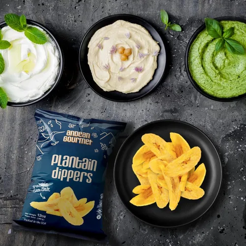 Vista 3 de ANDEAN GOURMET Patatas fritas de plátano con sal marina del Pacífico, 12 onzas (paquete de 3), sin gluten, totalmente naturales, sin OMG y Kosher