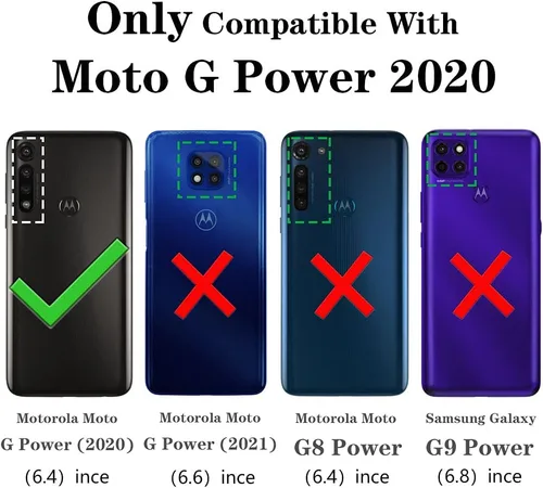 Vista 3 de Yiakeng Funda para Moto G Power 2020, Motorola G Power 2020 con protector de pantalla, fundas protectoras de grado militar con anillo para Moto G
