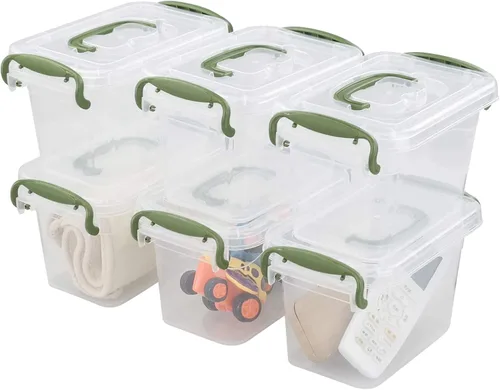 Vista 6 de Paquete de 6 cajas de almacenamiento con pestillo, contenedores transparentes de plástico con tapas