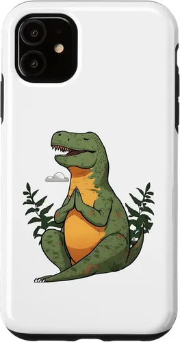 Vista 5 de Funda de meditación para iPhone 15 Tyrannosaurus Rex T-Rex Yoga Meditating Trex