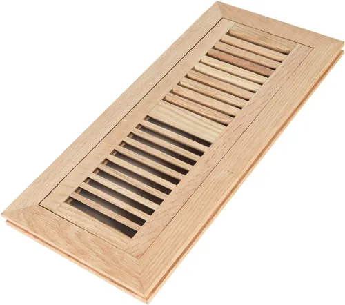 Vista 12 de Paquete de 2 registros de piso de madera dura de roble rojo, ventilación de montaje empotrado, 4 x 10 pulgadas, con amortiguador, sin terminar