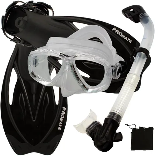 Vista 10 de Promate Juego de esnórquel con máscara de snorkel con aletas Ti/Bk