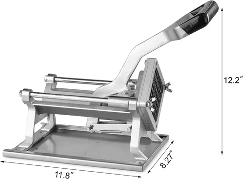 Vista 3 de New Star Foodservice 1028935 Cortador de papas fritas extra resistente de 1/2" con soporte de pared, montaje fijo en mostrador o pared, plateado