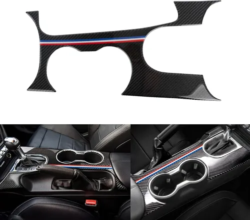 Vista 15 de Xotic Tech - Cubierta para panel de cambio de marchas, fibra de carbono suave auténtica, compatible con Ford Mustang 2015-2023 Negro carbón