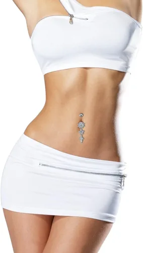 Vista 5 de YOVORO 12 anillos colgantes de acero inoxidable de 14 G para el ombligo para mujeres y niñas anillos de ombligo joyería de piercing de cuerpo Acero