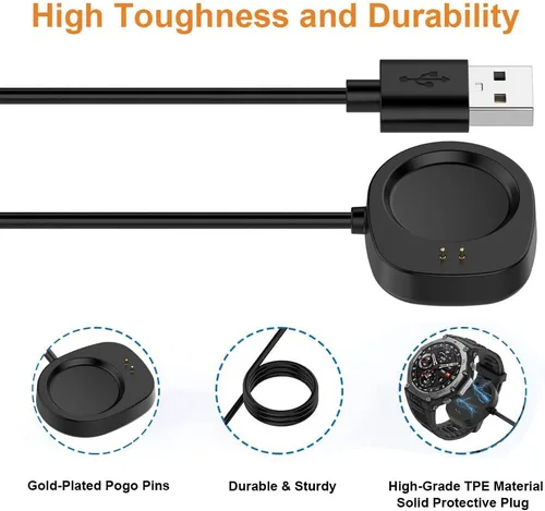 Vista 2 de Compatible con Amazfit T-Rex 3/Balance/Balance 2, cable de carga rápida magnético USB de repuesto para reloj inteligente Amazfit T-Rex 3