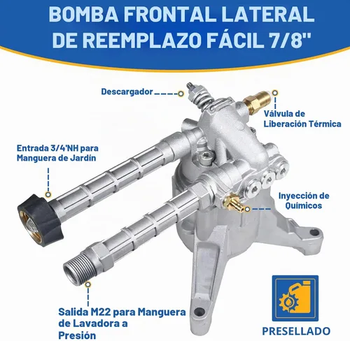 Vista 7 de TOOLCY Bomba de lavado a presión vertical de eje de 7/8 pulgadas, 2500 PSI 2.5 GPM Kit de bomba de repuesto de entrada y salida frontal