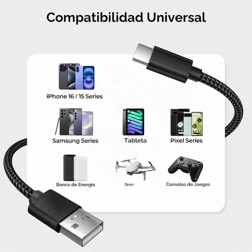 Vista 7 de Basesailor Cable de carga USB a USB C para iPhone 17 16 Pro Max, cable de alimentación de carga tipo C para Apple 17e 15, iPad 10 Air 4 5, Samsung