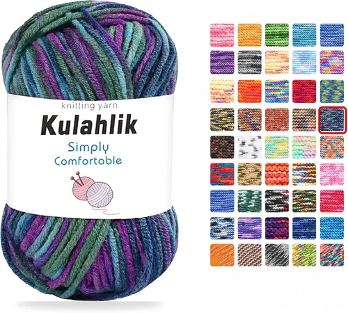 Vista 91 de 50g (1x50g) Hilo Acrílico para Crochet y Tejido, Hilo Degradado Colorido, 1 Rollo de Madejas, Hilo Acrílico Multicolor, Perfecto para Proyectos