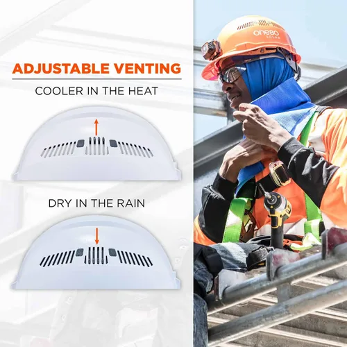 Vista 3 de Casco duro ventilado estilo gorra, con suspensión de trinquete, Clase C, Ergodyne Skullerz 8972, naranja