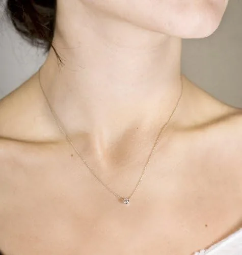 Vista 3 de Kobelli - Collar con bisel de diamante solitario en oro de 14 quilates (cadena de 18.0in)