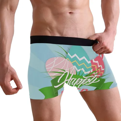Vista 5 de Calzoncillos tipo bóxer para hombre, ropa interior de huevo, calzoncillos tipo bóxer suaves Pascua 01