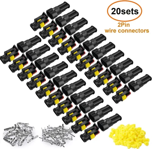 Vista 2 de 20 kits de conectores de 2 pines conectores eléctricos automotrices de desconexión rápida 2 cables impermeable conector terminal kit de enchufe