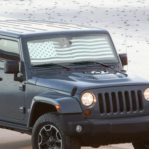Vista 6 de Jimen Compatible con Jeep Wrangler TJ JK JKU 1997-2018, bandera de Estados Unidos de América, parasol para ventana de automóvil