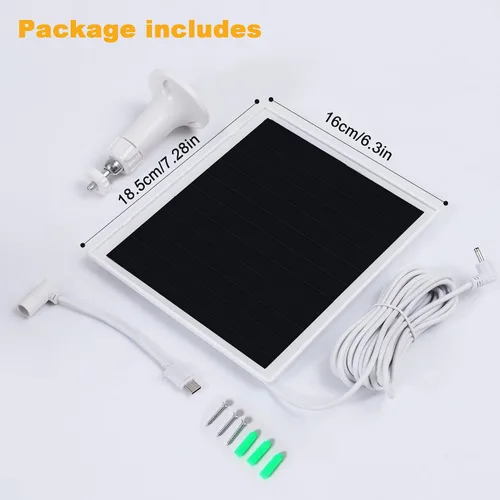 Vista 7 de Cargador de panel solar para cámara Ring, compatible con batería de cámara Ring Stick Up, batería de Ring Spotlight Plus/Pro, resistente al agua