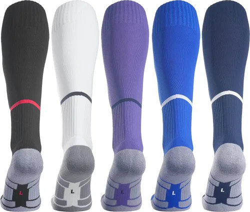 Vista 3 de APTESOL - Calcetas de fútbol hasta la rodilla (paquetes de 135) Calcetas acojinadas para niños, jóvenes, adultos, para equipos deportivos OTC