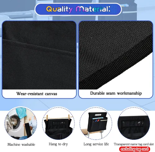 Vista 2 de Lewtemi Paquete de 6 bolsillos para sillas de 18 x 17 pulgadas para organizador de bolsillos de aula con 4 ranuras de almacenamiento para sillas sin