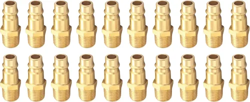 Vista 6 de Kit de acoplador y enchufe de alto flujo profesional (7 piezas), estilo V, NPT de 1/4 de pulgada, juego de accesorios de aire de conexión rápida