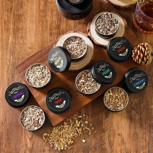 Vista 7 de Kit de ahumador de whisky eléctrico con antorcha, los mejores regalos de whisky para hombres, 6 astillas de madera – Infundir ricos sabores ahumados