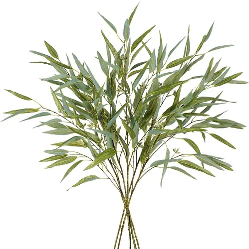 Vista 11 de Melorca&Guilla Plantas artificiales, 3 tallos de eucalipto falsos verdes de 39 pulgadas, ramas sintéticas para jarrón, ramas artificiales