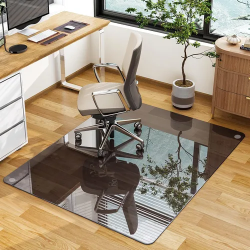 Vista 13 de GLSLAND Tapete de vidrio templado de 47 x 32 pulgadas para silla, protector de suelo resistente para alfombras y suelos duros, resistente a