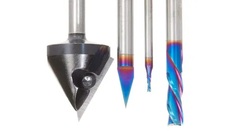 Vista 3 de Amana Tool AMS-158 JMC CNC 4-Pc Starter Router Bit Pack, 1/8 y 1/4 pulgadas vástago