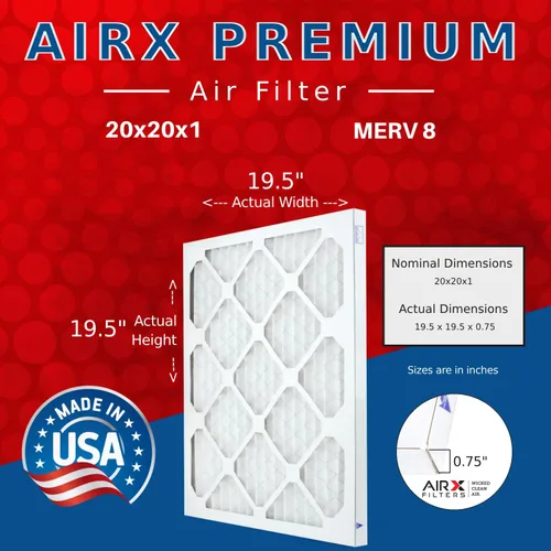 Vista 2 de AIRX FILTERS WICKED CLEAN AIR. Filtro de aire 20x20x1 MERV 8 electrostático plisado filtro de aire acondicionado paquete de 4 filtros de horno HVAC